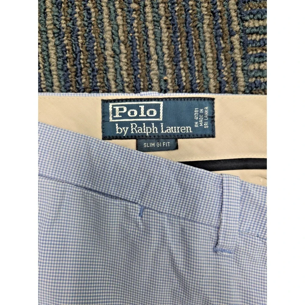 Polo Ralph Lauren Mens Shorts Gingham 38 Golf College Coastal Slim GI Fit Blue
